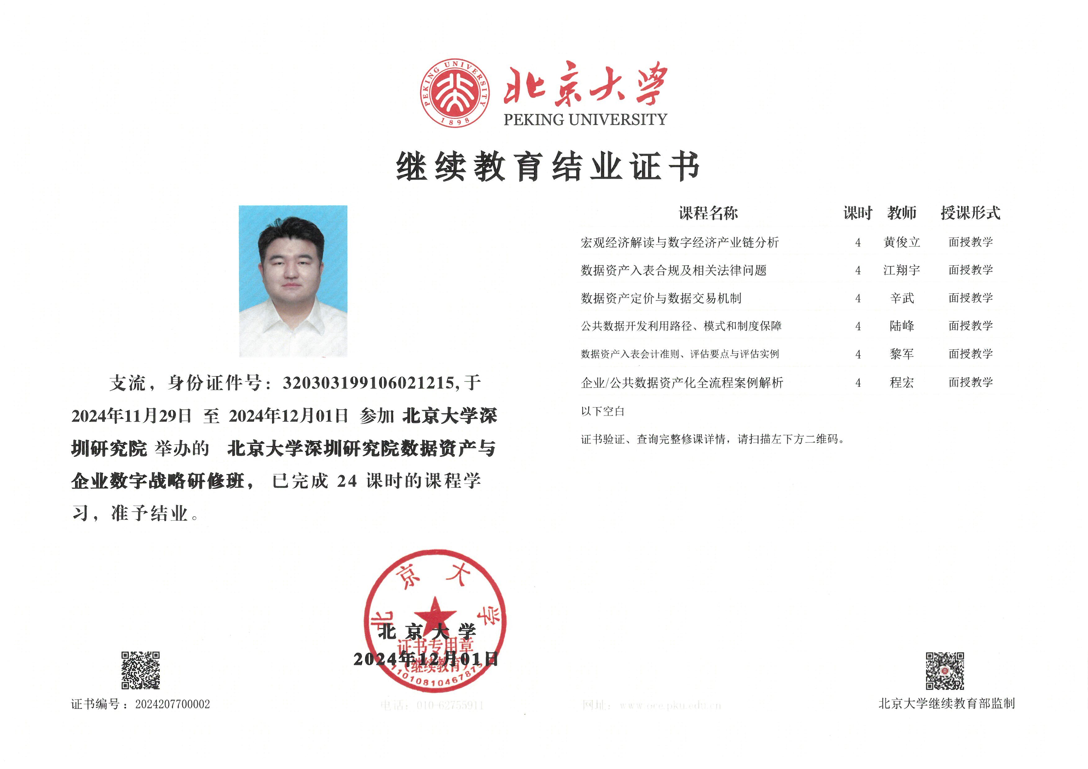 北京大學(xué)數(shù)據(jù)資產(chǎn)資質(zhì)證書